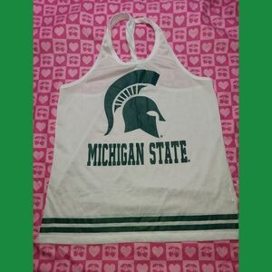 Michigan State Spartans White & Green Sports Colosseum Tank Top